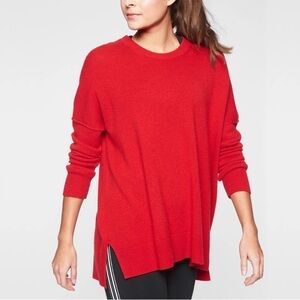 Athleta Perspective Wool Cashmere Crew in Radiant Red